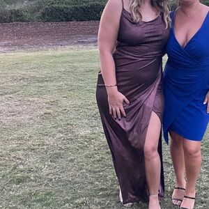 Laundry By Shelli Segal Cowl Neck Metallic Plum Dress